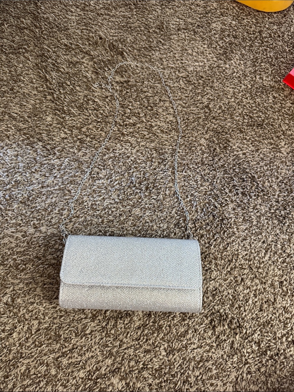Sparkle Evening Clutch Shoulder Bag in Silver